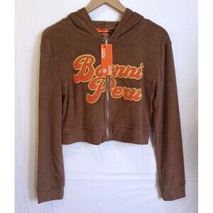 Banni Peru Womens Brown Zip UP Hoodie Size XL Mid Drift Length NWT
